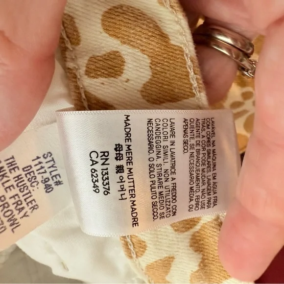 MOTHER The Hustler Ankle Fray Jeans – “Prowl” Leopard Print – Size 32 - Picture 9 of 9